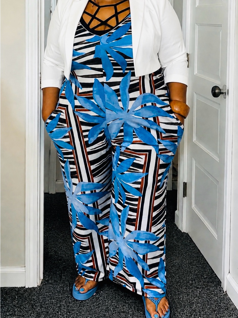 T.J.Maxx Blue Floral Jumpsuit 3X